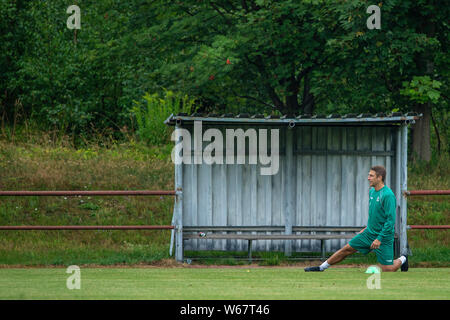 Jablonec Nad Nisou, Czech Republic. 31st July, 2019. Player of FK Jablonec Jan Krob attends training session of his team prior to the Football Europa League, 2nd qualifying round, return match FK Jablonec vs Pyunik Yerevan, on July 31, 2019, in Jablonec nad Nisou, Czech Republic. Credit: Radek Petrasek/CTK Photo/Ģ����ý Live News Stock Photo