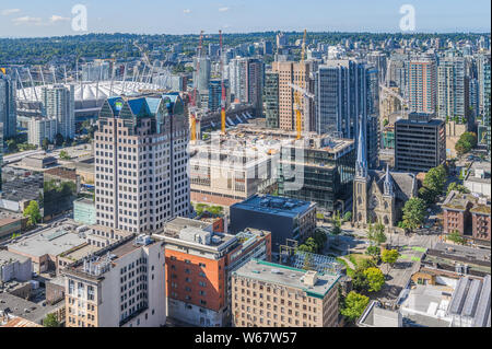 BC Place Stadium and Holy Rosary Cathedral, Vancouver, British Columbia, Canada Stock Photo