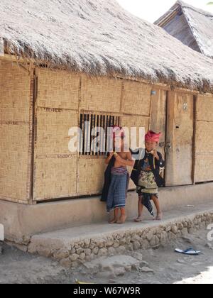 July 29, 2018 - Sade, Lombok/Indonesia: Children of the Sasak tribe and their antivities in the village of Sade at Lombok-Indonesia Stock Photo