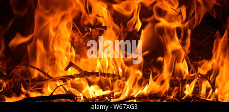 Flames in a fireplace   Fire in an oven Stock Photo