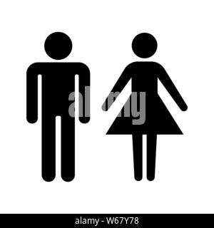 Set of stick figures, black womans and mans silhouettes on a white background. Icons people, vector illustration. Stock Vector
