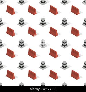 Seamless background from a set of under construction design elements, vector illustration. Stock Vector