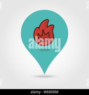 Fire map pin icon, map pointer, vector illustration eps 10 Stock Vector