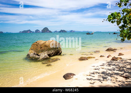 View to the Phang-Nga Bay from the Tub Kaek Beach in Krabi, Thailand. Stock Photo