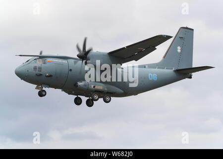 Litjuanian Air Force Alenia C-27 J Spartan arriving at RIAT 2019 at RAF Fairford, Gloucestershire, UK Stock Photo