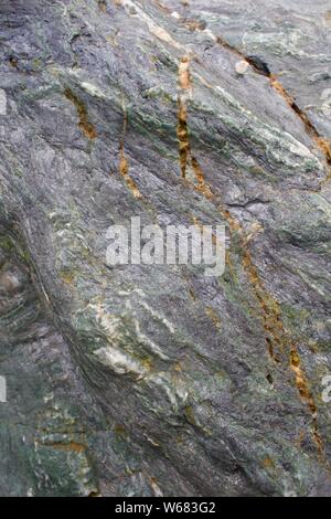 Natural Background of Metasedimentary Rock. St Agnes, North Cornwall, UK. Stock Photo