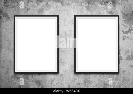 two picture frames hanging on wall mock-up Stock Photo