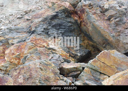 Natural Background of Metasedimentary Rock. St Agnes, North Cornwall, UK. Stock Photo