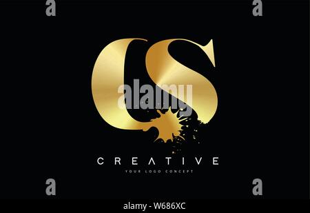 Cs Gold Lettering Creative golden letter CS c s logo with leading lines and road concept ...