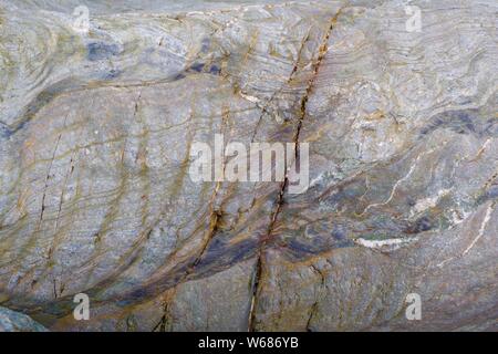 Natural Background of Metasedimentary Rock. St Agnes, North Cornwall, UK. Stock Photo