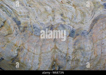 Natural Background of Metasedimentary Rock. St Agnes, North Cornwall, UK. Stock Photo