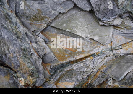 Natural Background of Metasedimentary Rock. St Agnes, North Cornwall, UK. Stock Photo