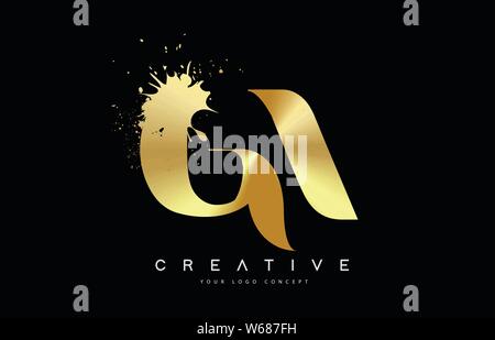 AS A S Letter Logo with Gold Melted Metal Splash Vector Design ...