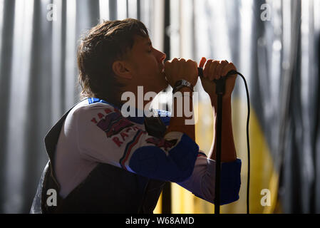 BILBAO, SPAIN - JUL 11: The Voidz, psychedelic rock band lead by Julian Casablancas, perform in concert at BBK Live 2019 Music Festival on July 11, 20 Stock Photo