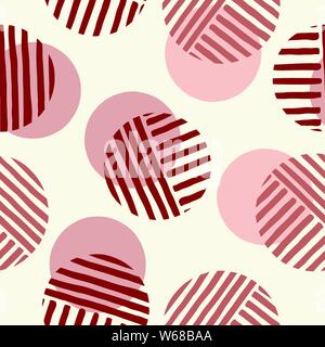 Exaggerated Retro Geo Dots Vector Seamless Pattern. Over Scaled Modern Geometric Dusty Pink Circles. Simple Bold Streaking Minimalist Background. Perf Stock Vector
