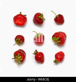 Strawberry slices as seamless pattern isolated on white background Stock Photo