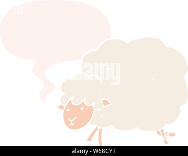 cartoon sheep with speech bubble in retro style Stock Vector