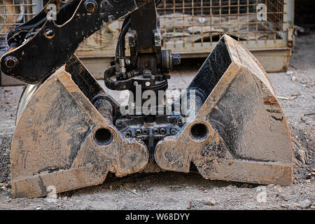 close up of a dredge bucket at a construction site Stock Photo