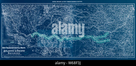 0195 Railroad Maps Map showing the new transcontinental route of the Atlantic Pacific Railroad and its Inverted Rebuild and Repair Stock Photo
