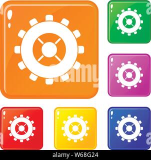 Gear icons set vector color Stock Vector