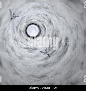 Angels in tunnel of clouds Stock Photo