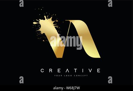 RE R E Letter Logo with Gold Melted Metal Splash Vector Design ...
