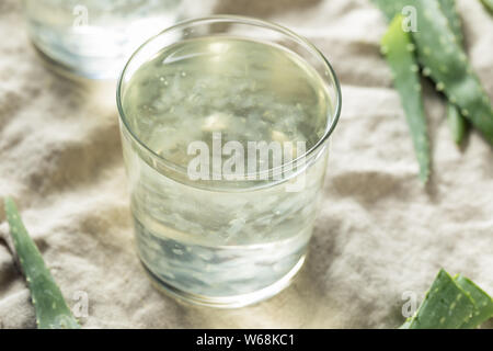 Raw Healthy Organic Aloe Vera Water in a Glass Stock Photo