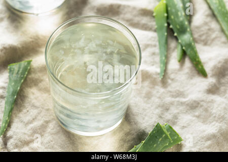 Raw Healthy Organic Aloe Vera Water in a Glass Stock Photo