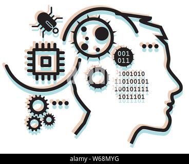 Artificial Intelligence Security Concerns - Illustration as EPS 10 File Stock Vector