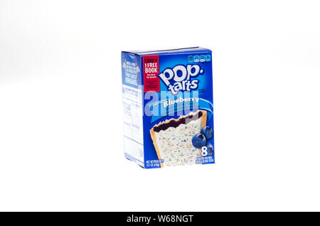 Kellogg’s Pop-Tarts frosted blueberry toaster pastries box Stock Photo