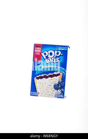 Kellogg’s Pop-Tarts frosted blueberry taoster pastries box Stock Photo