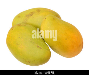 three ripe ataulfo mango isolated on white Stock Photo