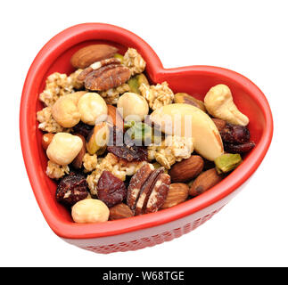 healthy nuts  in bowl isolated on white background Stock Photo
