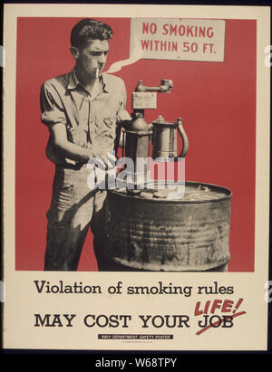 VIOLATION OF SMOKING RULES MAY COST YOUR LIFE Stock Photo