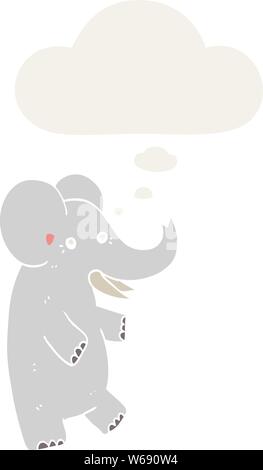 cartoon elephant with thought bubble in retro style Stock Vector
