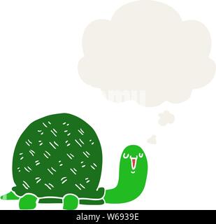 cute cartoon turtle with thought bubble in retro style Stock Vector