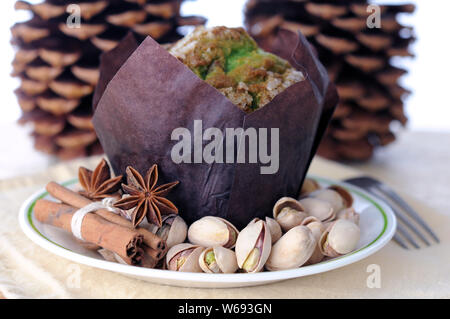 muffin with nuts and spice for Holiday morning Stock Photo