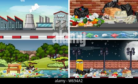 Polluted Scenes Set of polluted scenes illustration Stock Vector Image & Art - Alamy