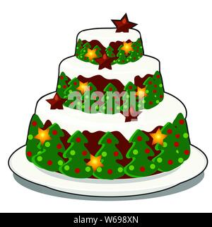 Traditional christmas cake on light blue wooden table, closeup. posters for  the wall • posters nobody, colours, candy | myloview.com