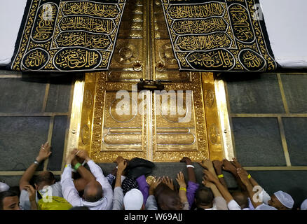 Muslim pilgrims at The Kaaba during tawaf. Holy Kaaba in the Masjid ...