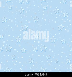 Christmas decoration elements seamless pattern. Traditional colorful decorations. Blue and white Xmas night stars and snow. Decorative childish style patchwork textile, wrapping paper fill Stock Vector