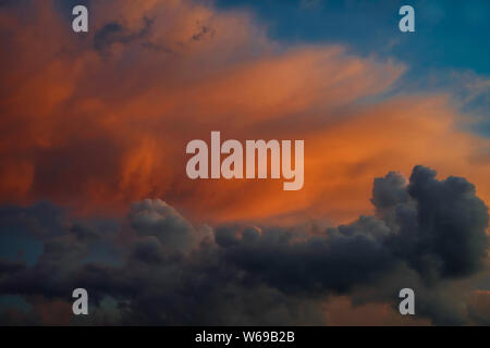 Cinematic looking cloud formations in the evening Alabama sky. Stock Photo