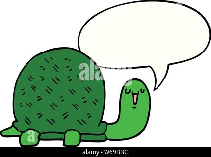 cute cartoon turtle with speech bubble Stock Vector