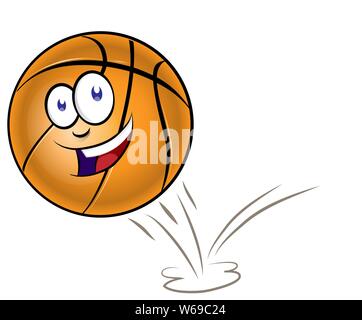 Bouncing basketball cartoon isolated on white backgroud Stock Vector