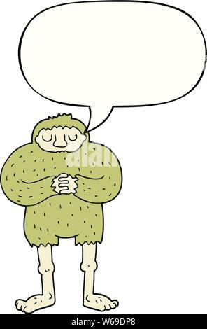 cartoon bigfoot with speech bubble Stock Vector