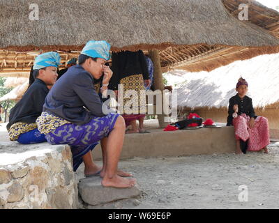 July 29, 2018 - Sade, Lombok/Indonesia: Preparation of villagers before performent is done Stock Photo