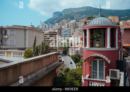 Pedestrian streets with steps and yellow stone houses to the south of France Stock Photo