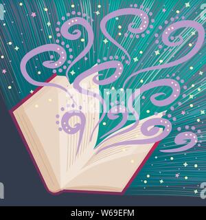 Mystery Open Book With Shining Pages Fantasy Book With Magic Light Sparkles  And Stars Vector Illustration Stock Illustration - Download Image Now -  iStock