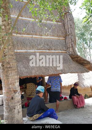 July 29, 2018 - Sade, Lombok/Indonesia: Preparation of villagers before performent is done Stock Photo