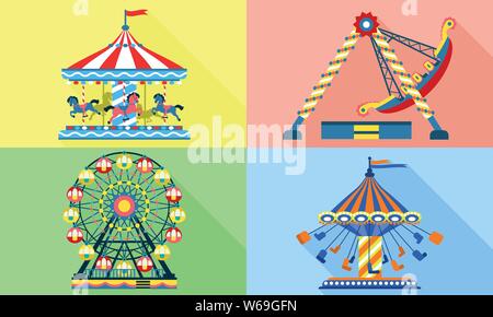 Carousel icons set. Flat set of carousel vector icons for web design Stock Vector